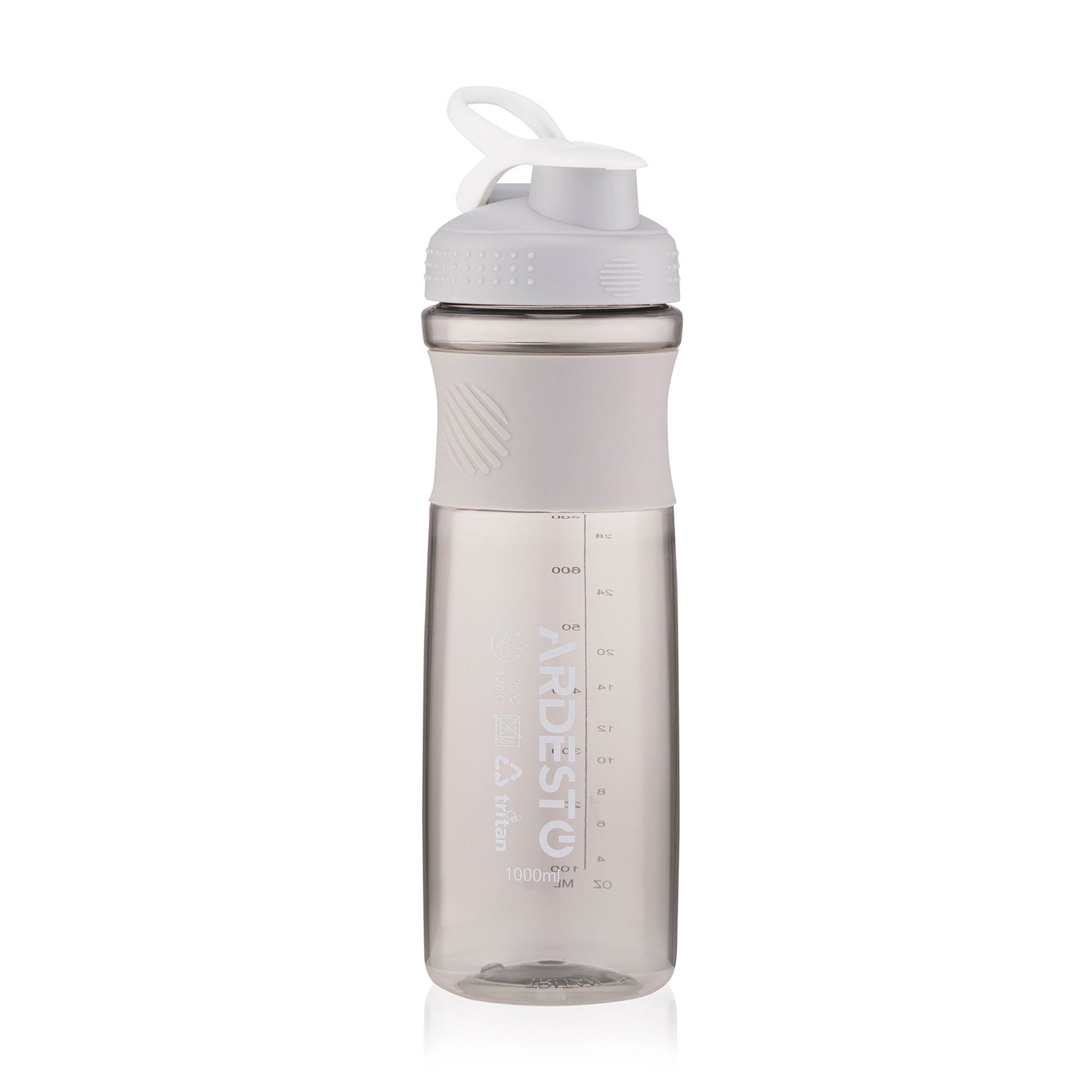 Пляшка для води Ardesto Smart Bottle тританова, сіра, 1 л (AR2204TG)